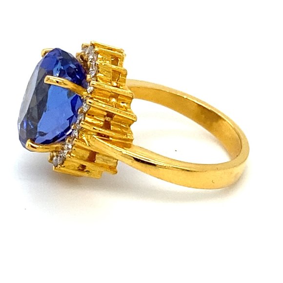 Certified Tanzanite 5.10ct Diamonds 22K Gold Ring - Picture 5 of 7